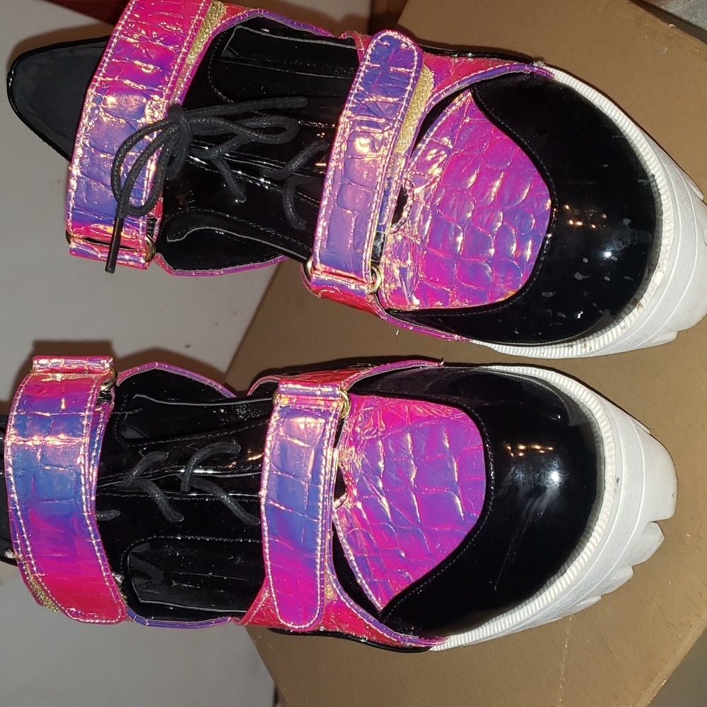 Privileged Shoes Platforms Captain Black Iridescent Size-10